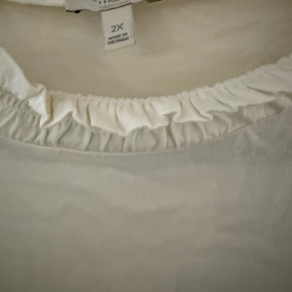 Talbots Cream Ruffle Neck Top - Picture 5 of 6